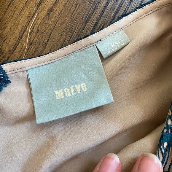 Maeve Anthropologie Elsa Lace Teal Floral Peplum Dress Women Sz X-small Cocktail - Picture 2 of 13